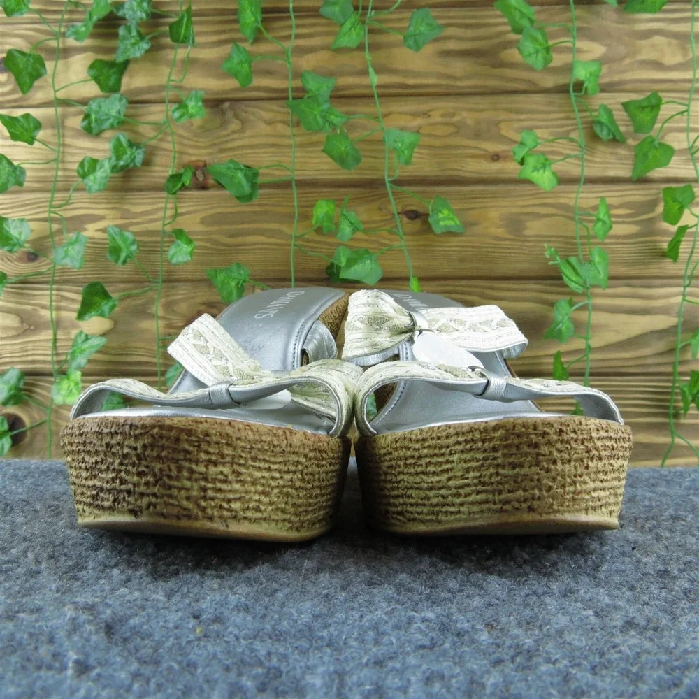 Damiani ‎ Women Slide Sandal Shoes Silver Synthetic Size 10 Medium